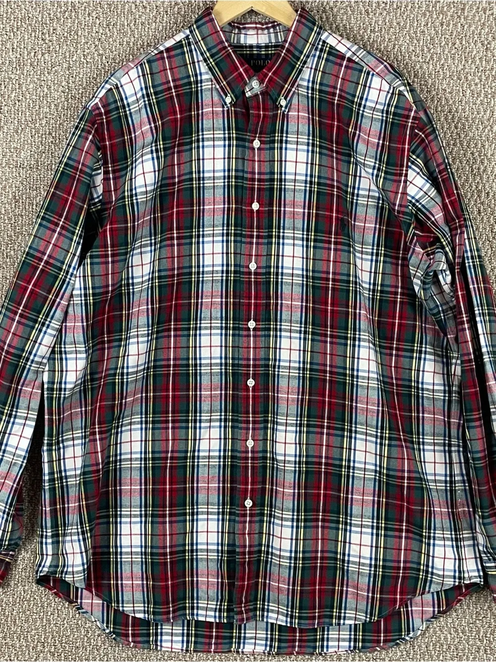 Polo Ralph Lauren Shirt XLT Red Plaid Brushed Cotton Oxford Button Up T352